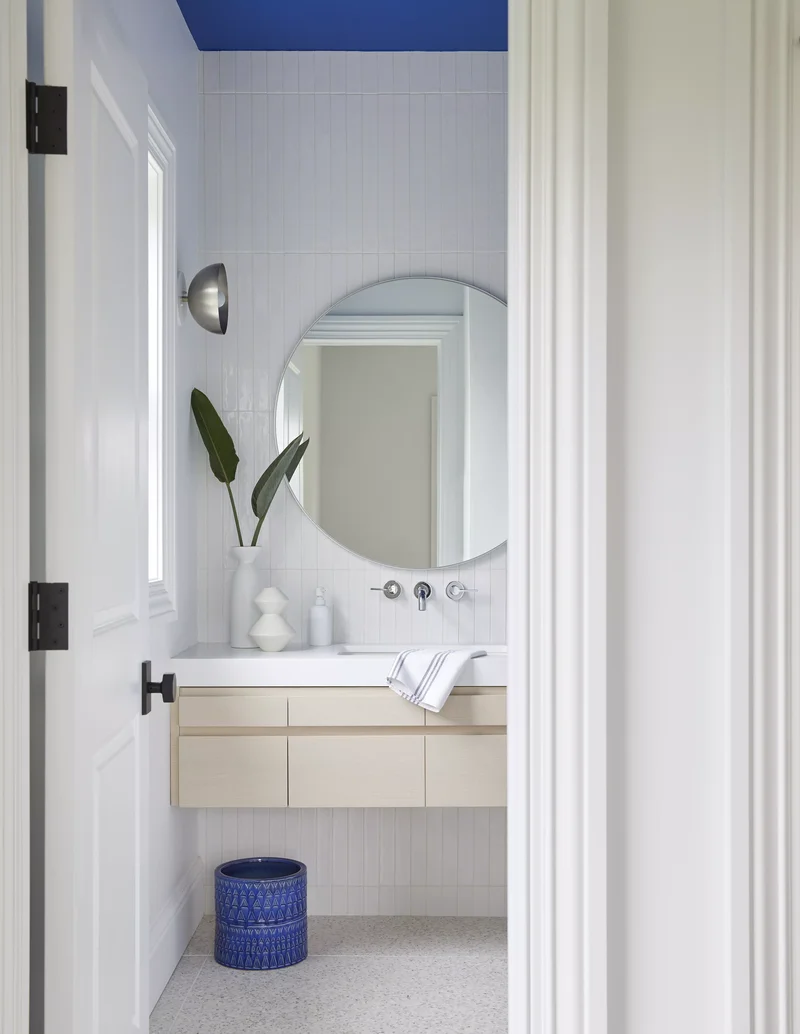 20 Brilliant Tiny Bathroom Ideas That Really Work 11 Paint a Statement Ceiling