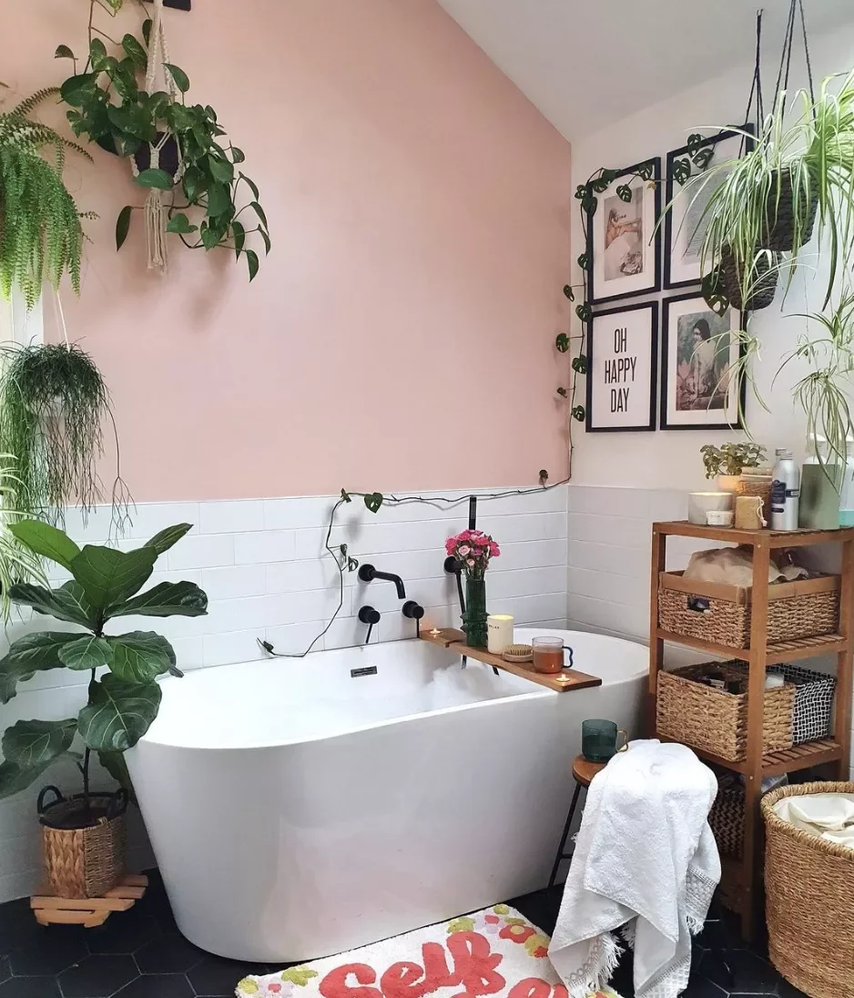 40 Stunning Pink Bathroom Ideas That Balance Playfulness with Elegance 20 Paint an Accent Wall