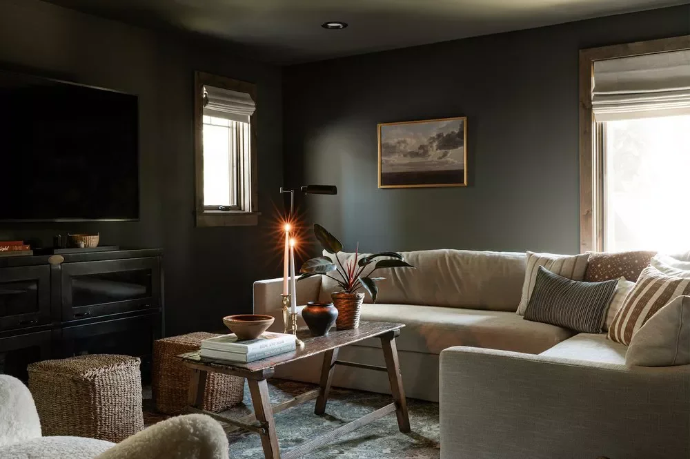 42 Stylish TV Room Ideas That Balance Entertainment and Beautiful Design 3 Paint the Ceiling