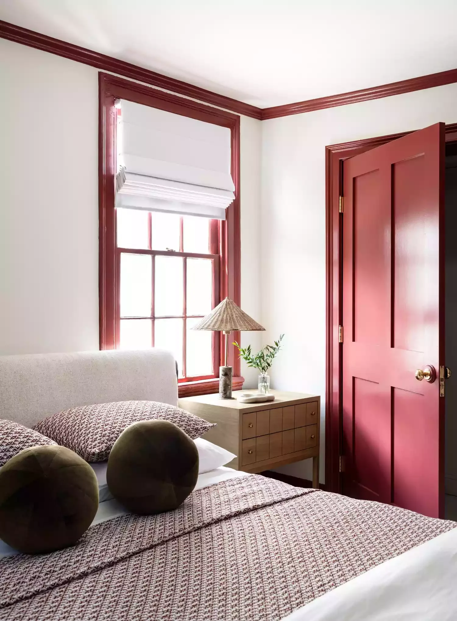 19 Stunning Red Bedroom Ideas That Will Transform Your Space 19 Paint the Wood Trim Red