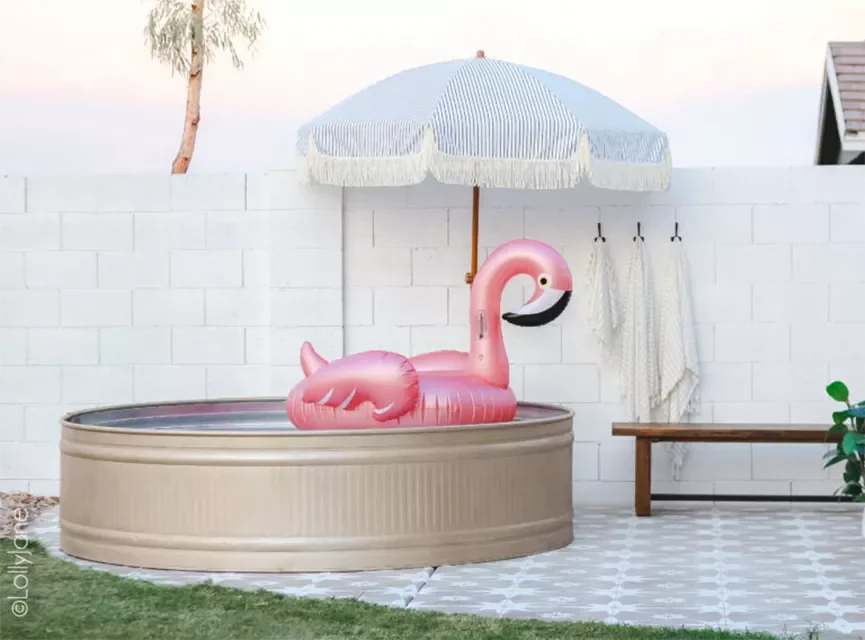 30 Stunning Above-Ground Pool Ideas That'll Transform Your Backyard 3 Painted DIY Stock Tank Pool