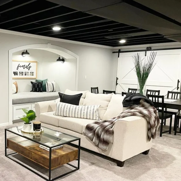 13 Basement Ceiling Ideas to Transform Your Space 11 Painted Industrial Ceiling
