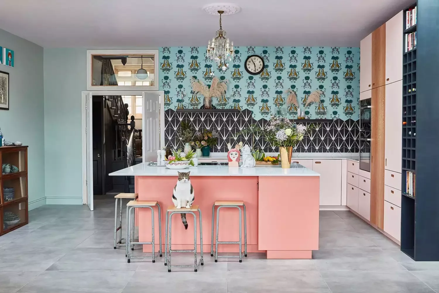 36 Eclectic Kitchen Ideas That Create Character Yet Stay Timeless Pair Bold Tile and Wallpaper