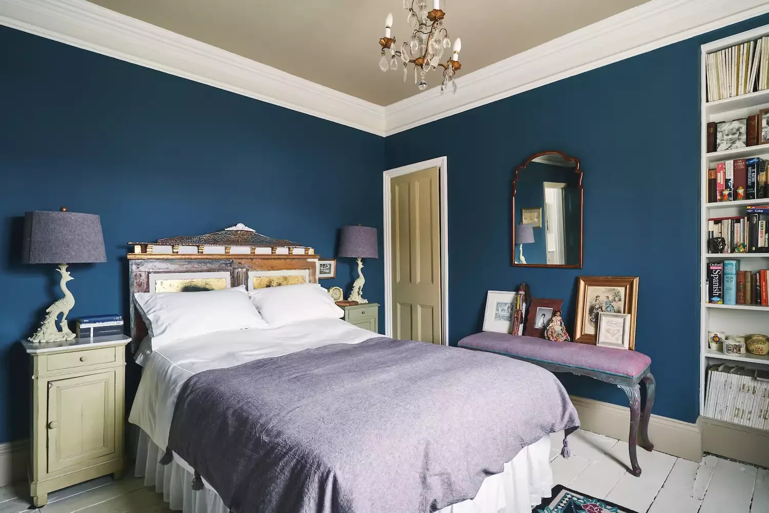 55 Stunning Blue Bedroom Ideas to Transform Your Space Into a Peaceful Haven 34 Pair Dark Blue With Purple