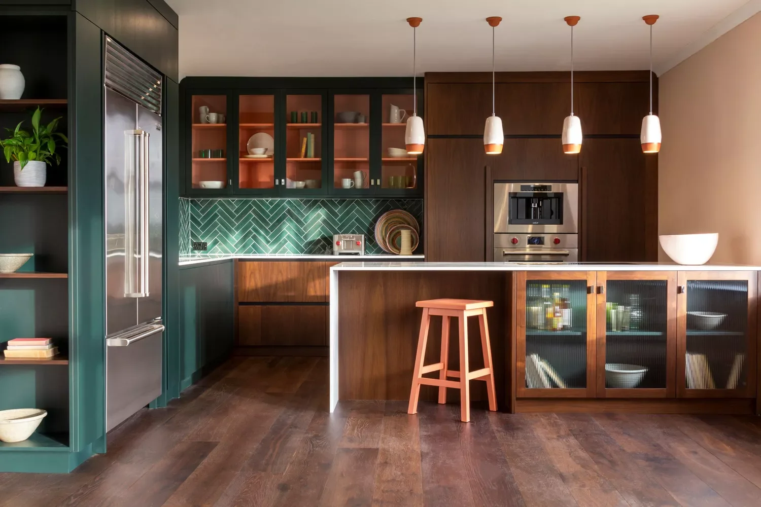 39 Green Kitchen Design Ideas That Never Go Out of Style Pair Dark Green and Wood