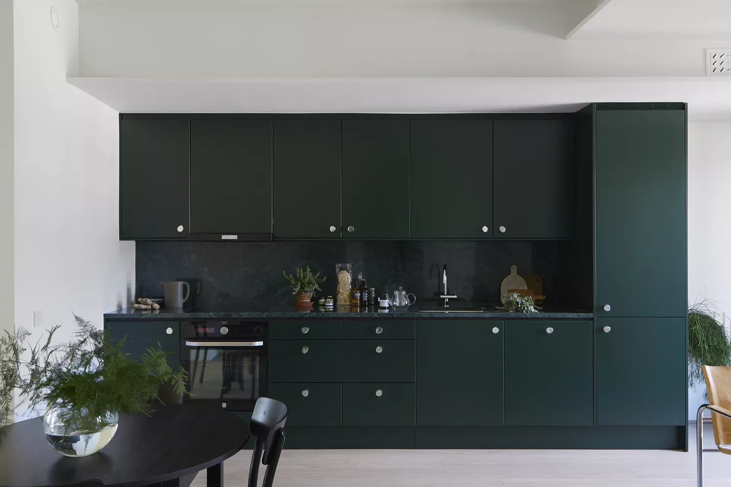 39 Green Kitchen Design Ideas That Never Go Out of Style Pair Evergreen and Silver