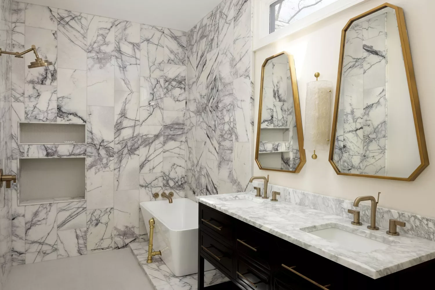 27 Stunning Wet Room Design Ideas That Will Transform Your Bathroom 2 Pair Marble and Brass