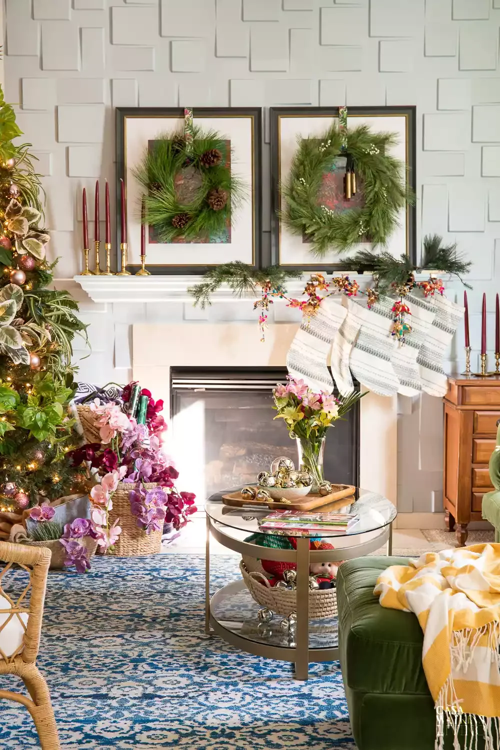 115 Stunning Christmas Decorating Ideas to Transform Your Home This Holiday Season Pair Mismatched Wreaths
