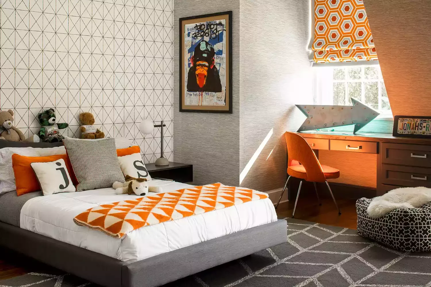 52 Amazing Boys' Bedroom Ideas That Will Make Parents Smile Too 30 Pair Orange and Gray