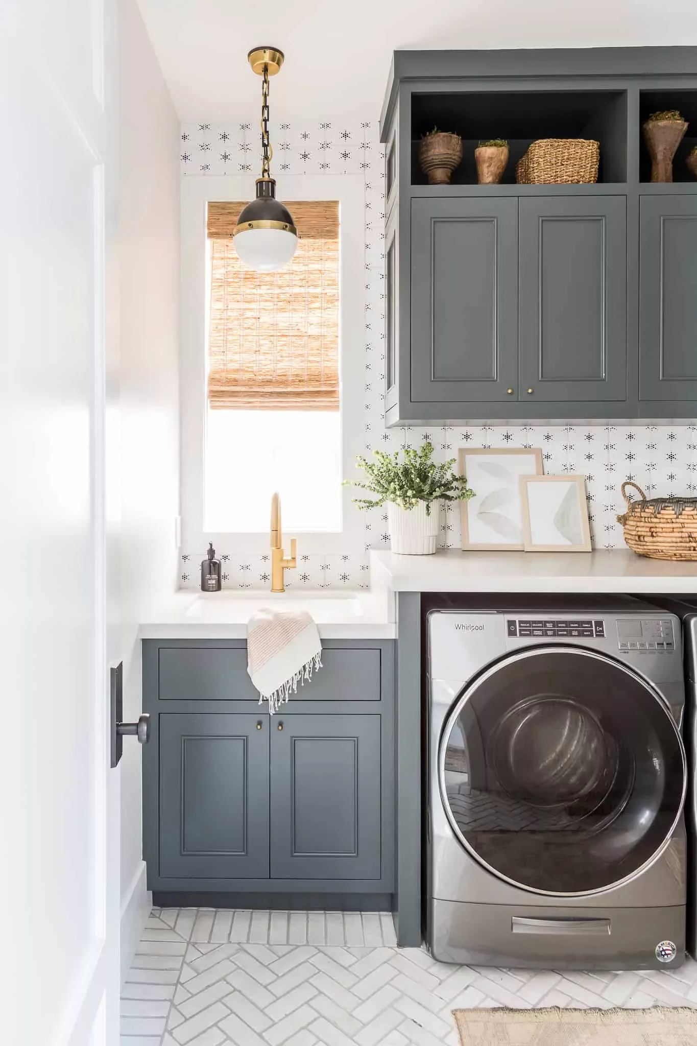 57 Creative Laundry Room Ideas That'll Make You Actually Enjoy Doing Chores Pair Two Types of Tile