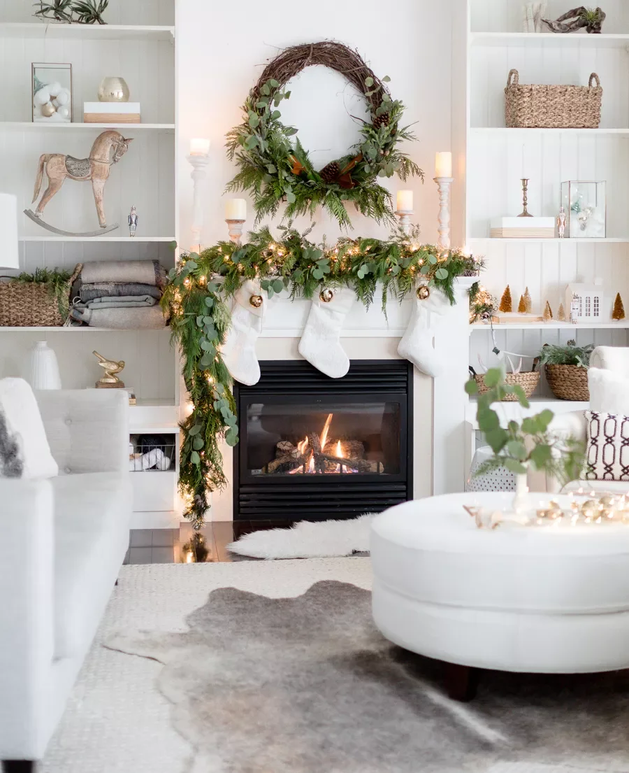 56 Magical Christmas Mantel Decorating Ideas to Transform Your Holiday Home 19 Pair White and Gold