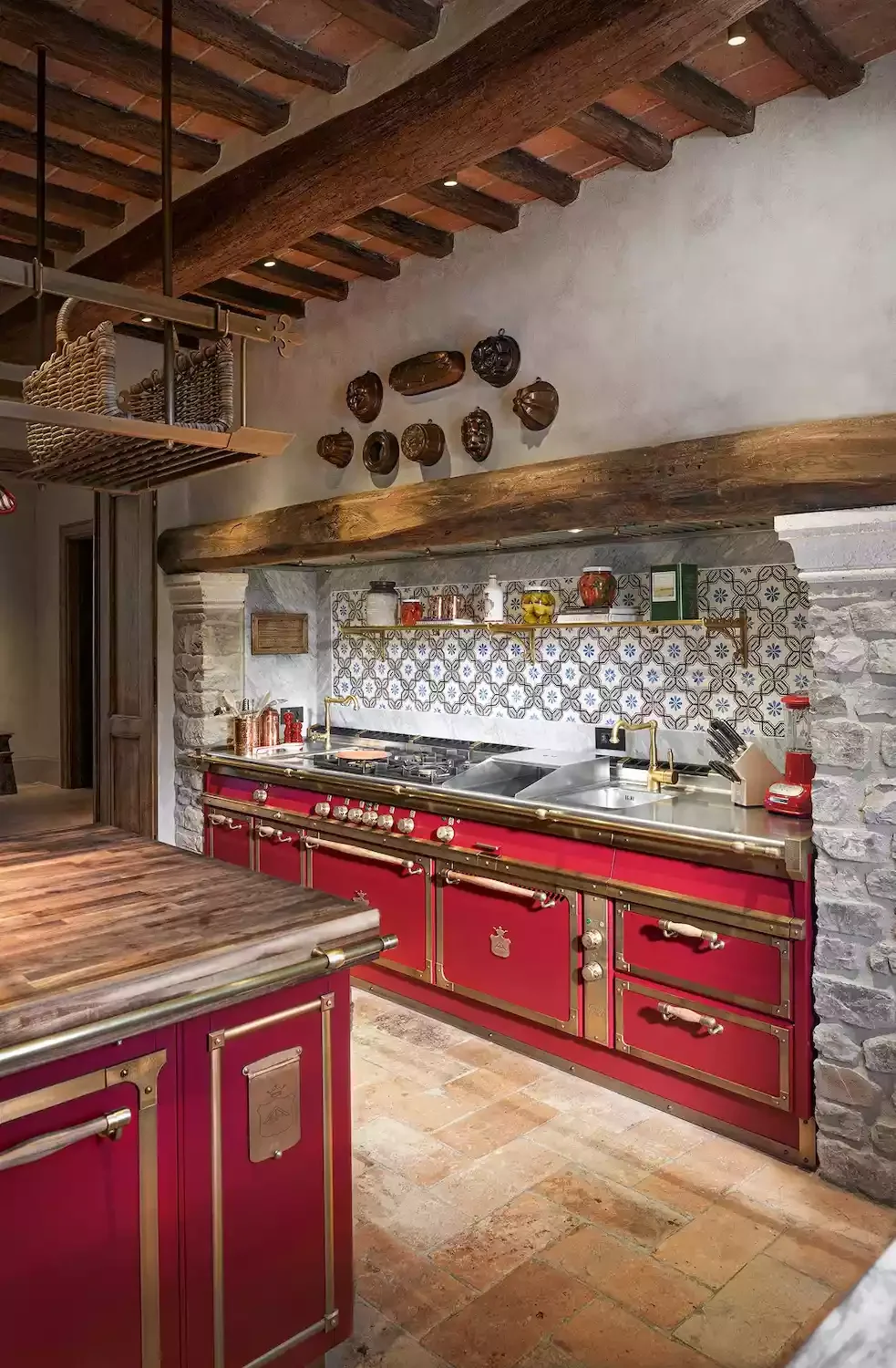 28 Stunning Red Kitchen Ideas That'll Transform Your Cooking Space Into Something Bold and Beautiful 13 Pair With Rustic Finishes