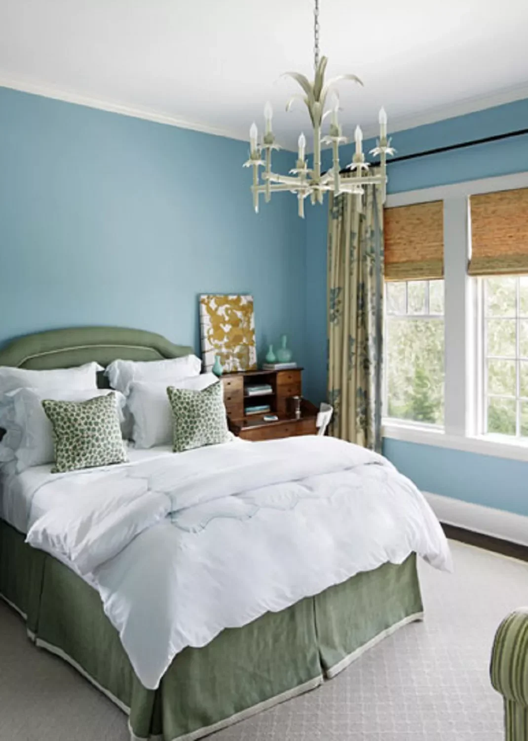 55 Stunning Blue Bedroom Ideas to Transform Your Space Into a Peaceful Haven 53 Pair With Shades of Green