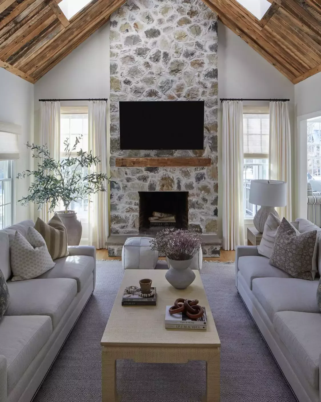 23 Stunning Wood Ceiling Ideas That'll Transform Every Room in Your Home 15 Pair Wood With Stone