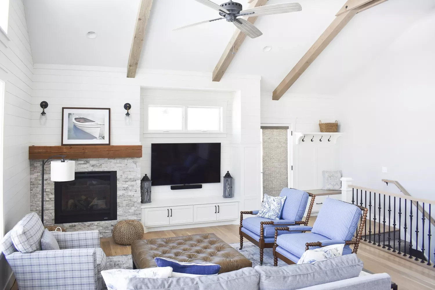 23 Stunning Blue and Gray Living Room Design Ideas You'll Love 4 Pair a Gray Sofa With Blue Armchairs