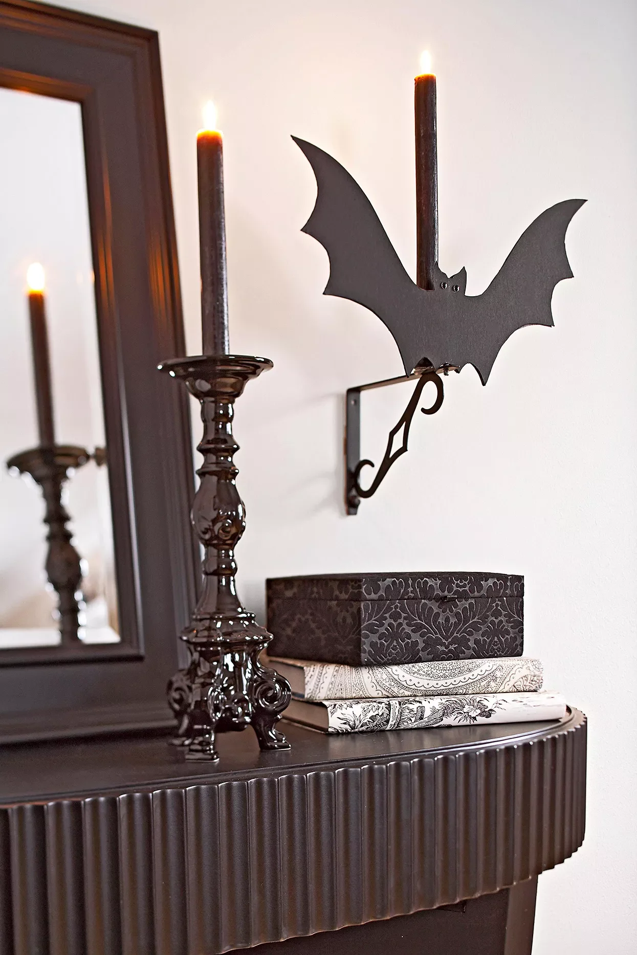 80 Quick Halloween Crafts You Can Complete in One Day 31 Paper Bat Sconce