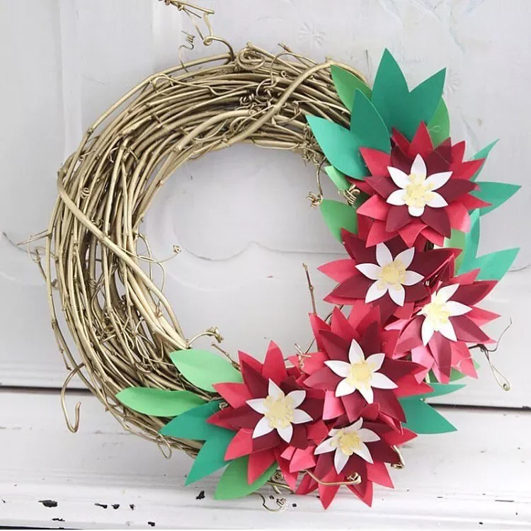 21 Stunning Poinsettia Display Ideas to Transform Your Holiday Home 8 Paper Poinsettia Wreath