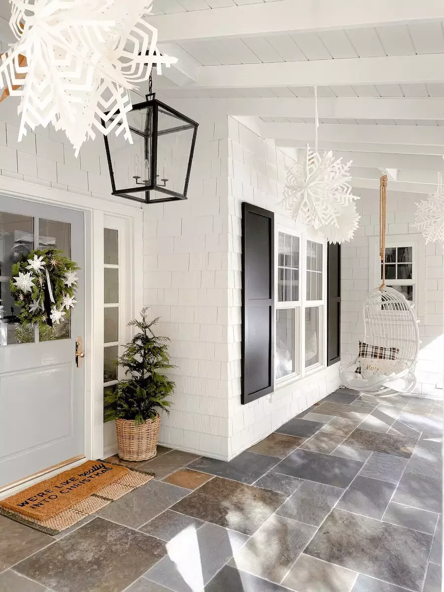 68 Christmas Front Porch Ideas That Make Your Home the Envy Paper Snowflakes