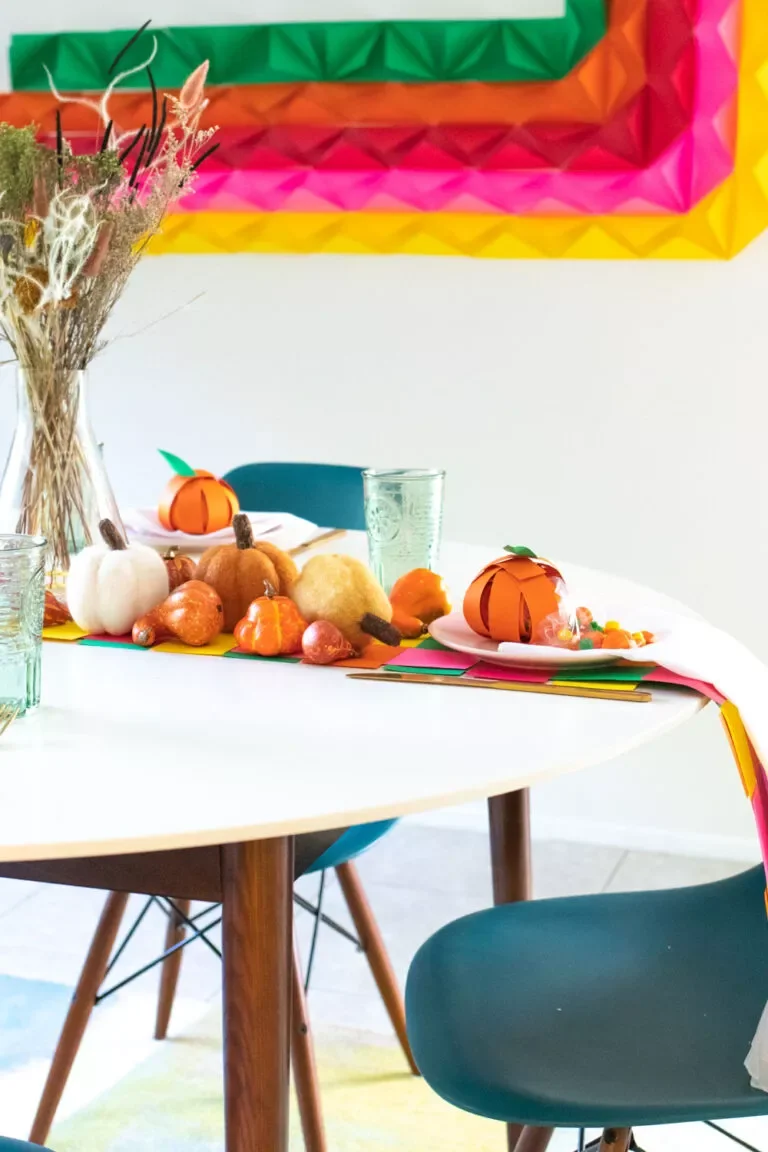 29 Stunning Fall Centerpiece Ideas to Transform Your Seasonal Table 21 Paper Table Runner Pumpkins