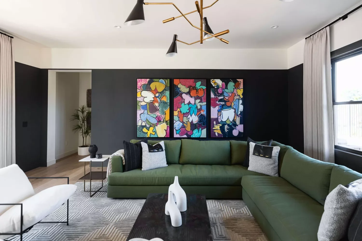 39 Bold Black Living Room Ideas That Will Transform Your Space Into Something Extraordinary 13 Partial Black Wall Paint