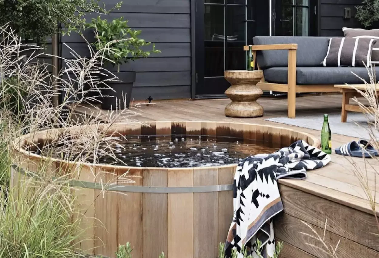 30 Stunning Hot Tub Deck Designs to Create Your Dream Backyard Retreat 1 Partially Sunken Hot Tub Deck