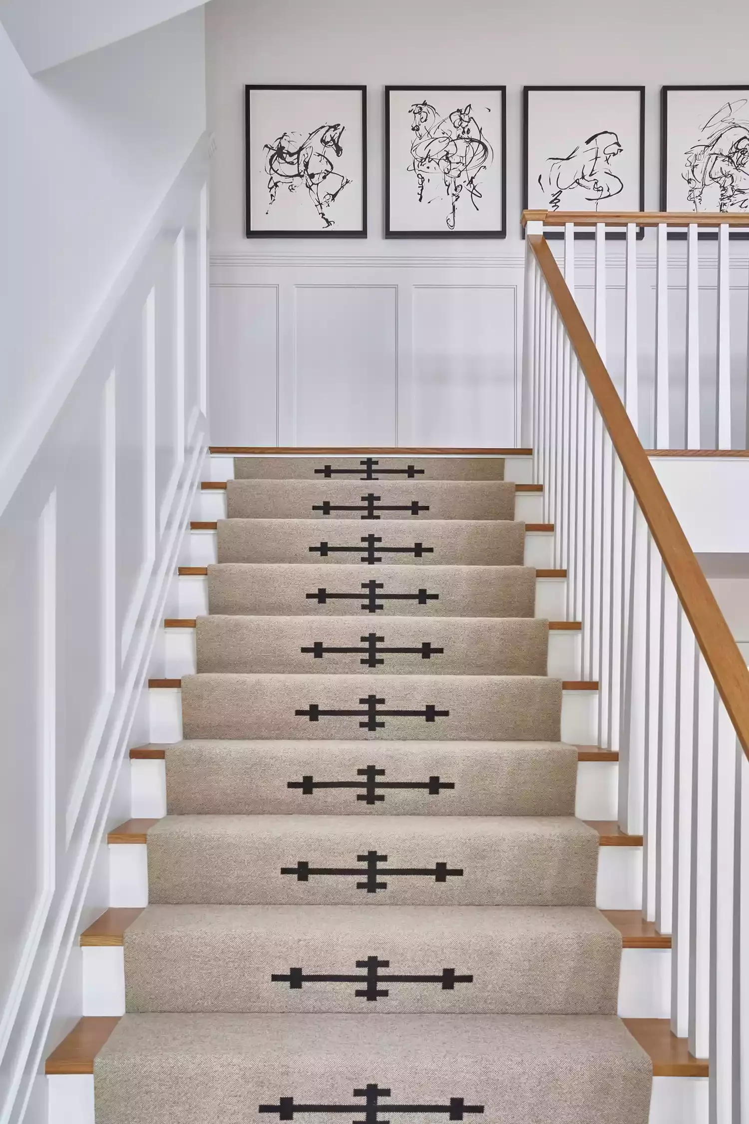 35 Stunning Stair Runner Ideas That Transform Your Home's Style and Comfort 20 Patterned Stair Runner