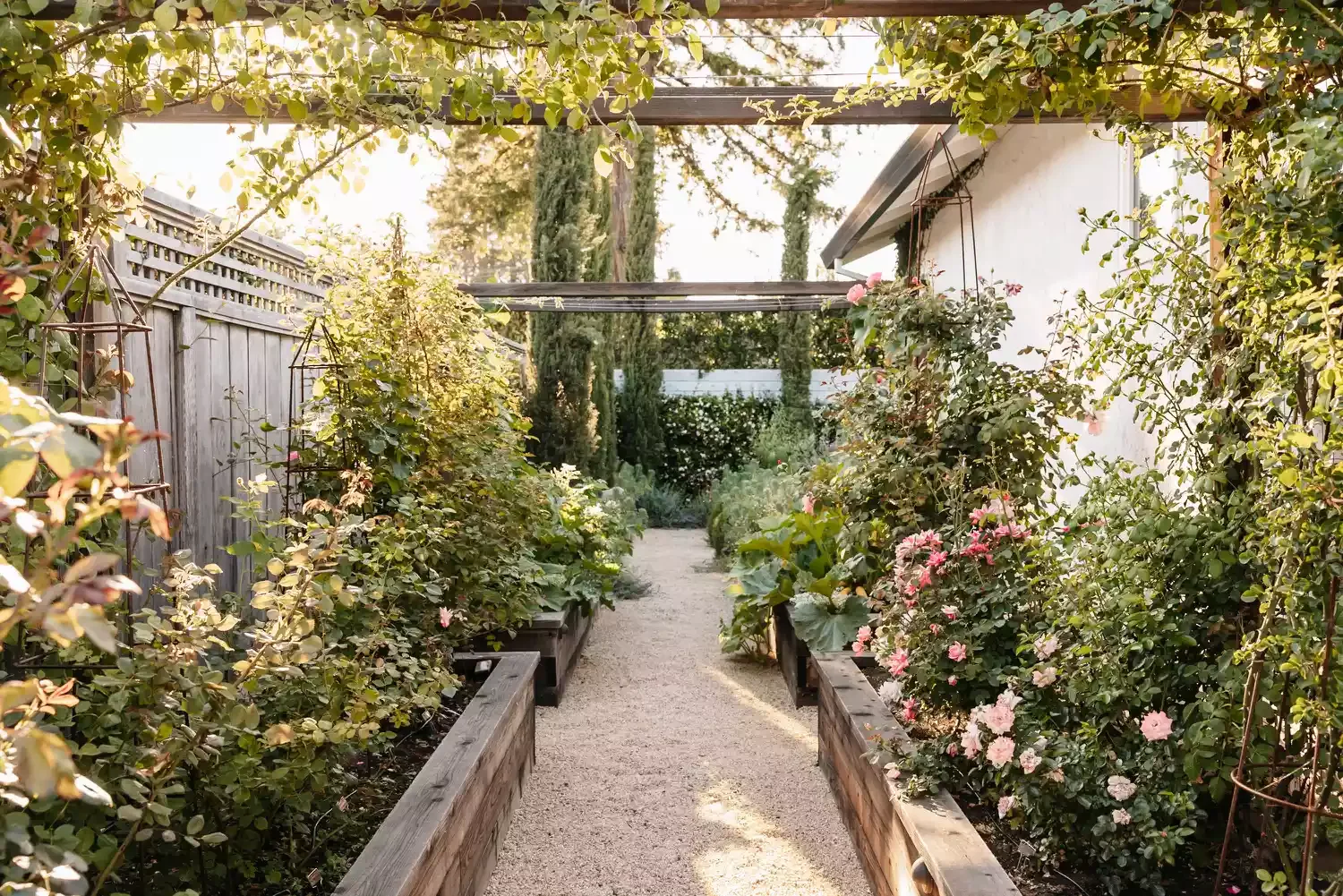 Pea Gravel and Raised Bed Walkway