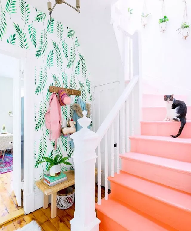 21 Creative Painted Stair Ideas That Will Transform Your Home 12 Peachy Stairs