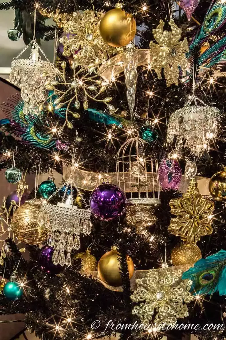 22 Stunning Black Christmas Tree Ideas That Will Transform Your Holiday Decor 20 Peacock Colors