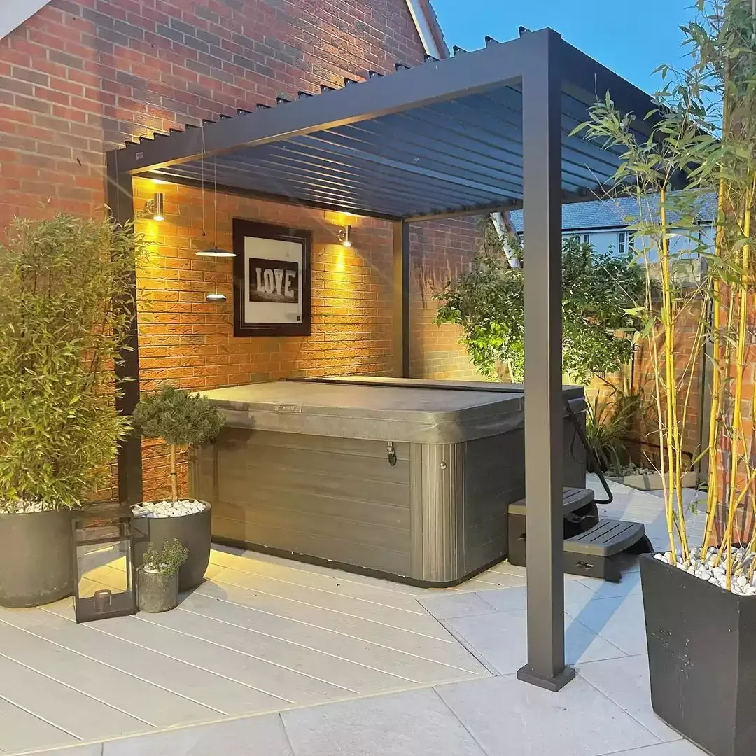 18 Creative Ways to Add Privacy to Your Backyard Hot Tub Retreat 15 Pergola and Potted Plants