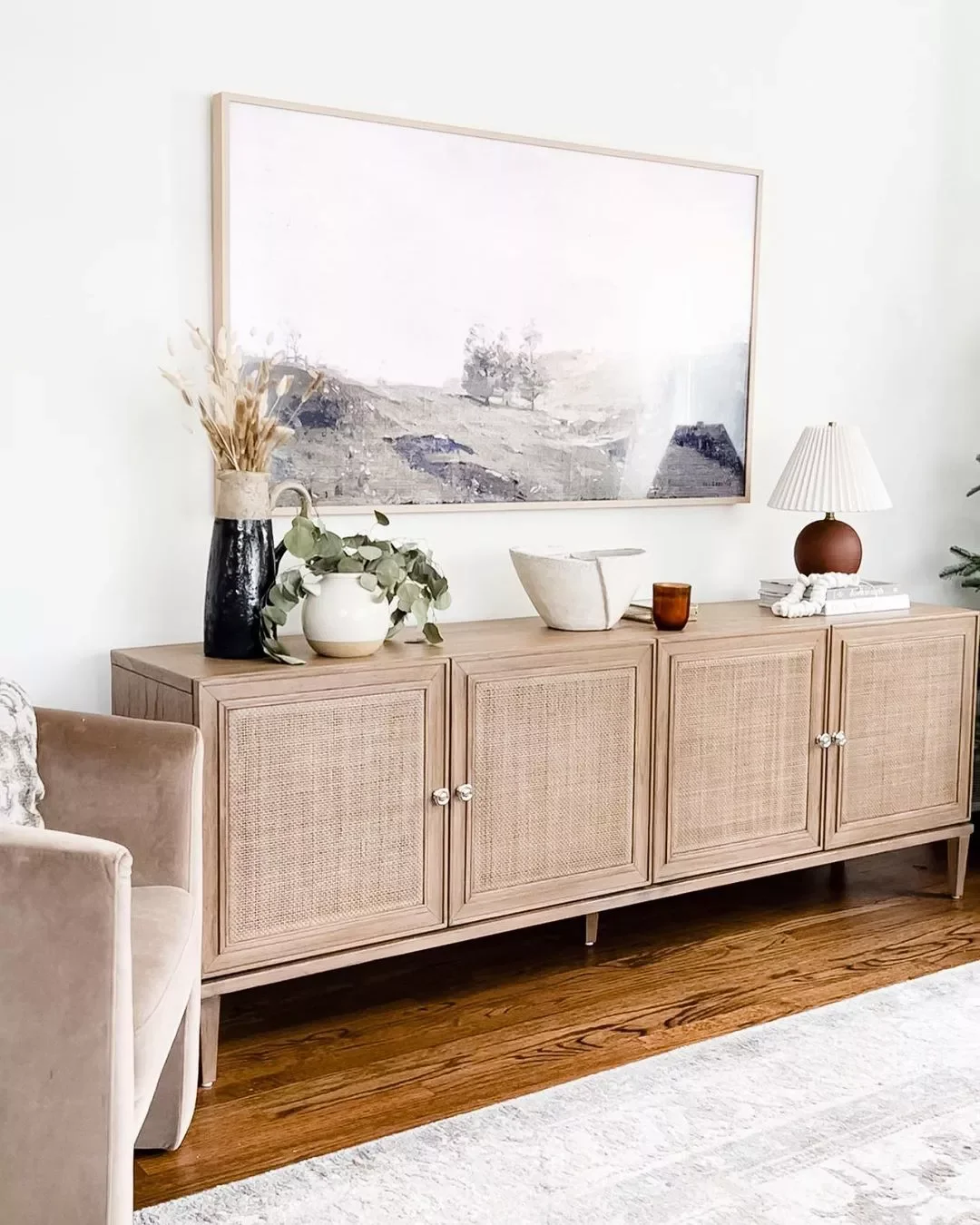 22 Beautiful Ways to Style Your Farmhouse TV Stand That'll Transform Your Space 4 Pick a Plant