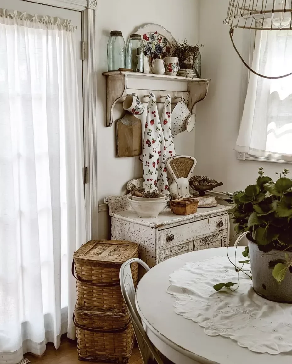 68 Charming Farmhouse Kitchen Ideas That Never Go Out of Style Picnic Basket Storage