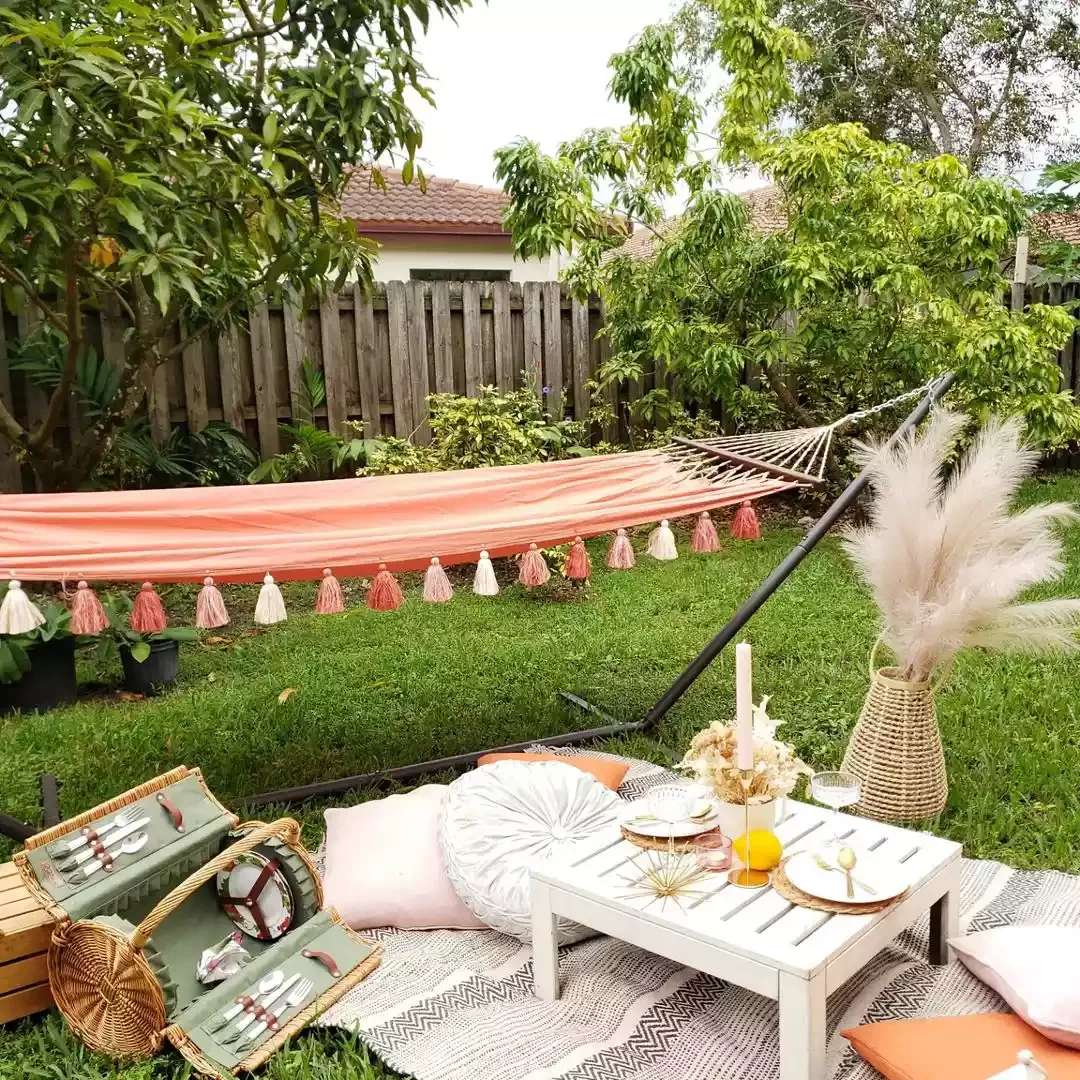 29 Stunning Backyard Hammock Ideas to Create Your Perfect Relaxation Retreat 22 Picnic-Perfect Addition