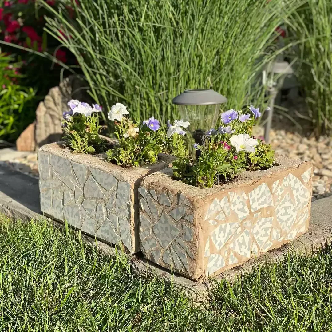 15 Budget-Friendly Cinder Block Garden Projects to Transform Your Outdoor Space 11 Piece Together Mosaic Planters