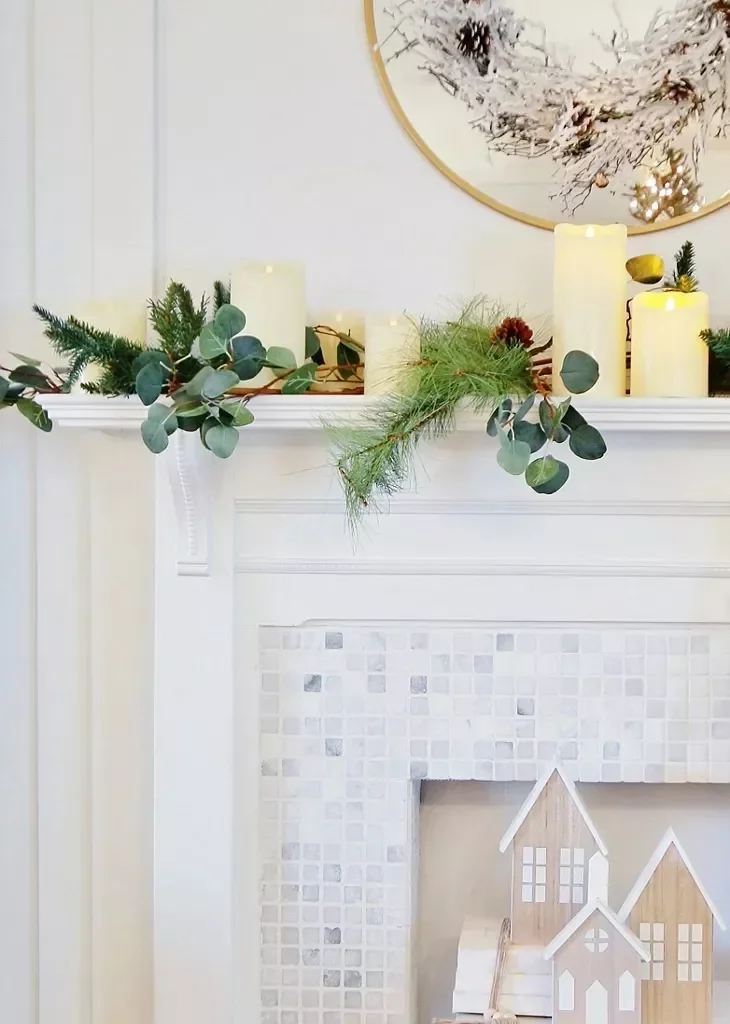 56 Magical Christmas Mantel Decorating Ideas to Transform Your Holiday Home 32 Pile on the Pillar Candles