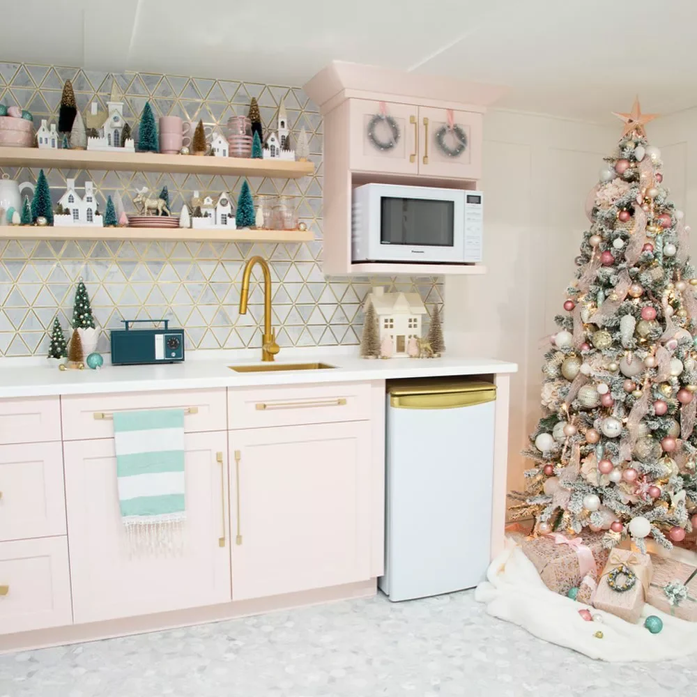 38 Christmas Kitchen Decor Ideas That Create Magic Pink Christmas Palette