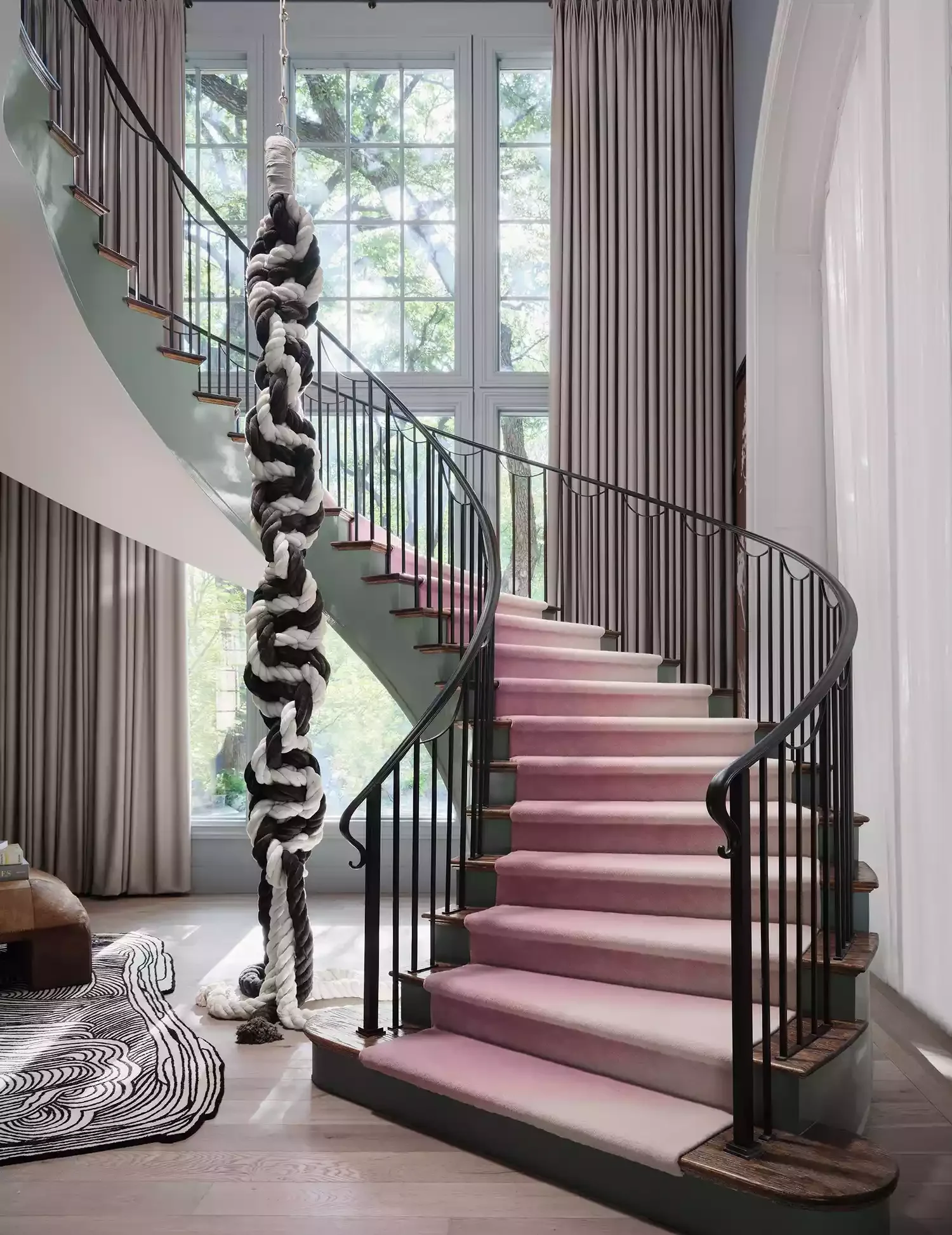 35 Stunning Stair Runner Ideas That Transform Your Home's Style and Comfort 21 Pink Ombre Stair Runner