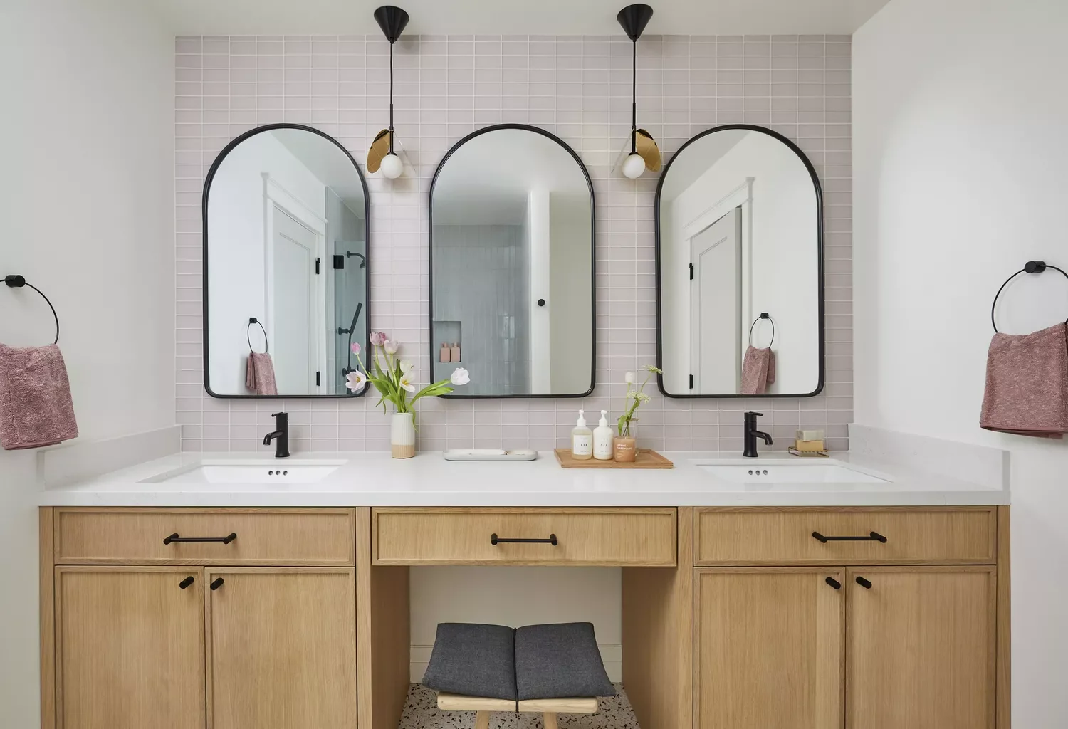 44 Bathroom Accent Wall Ideas That Completely Transform Pink Tile Accent Wall
