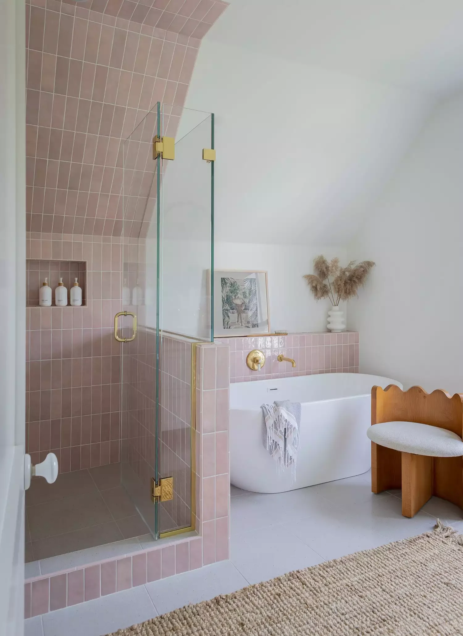 28 Stylish Shower Niche Ideas That'll Transform Your Bathroom Storage 13 Pink Tile Shower Niche