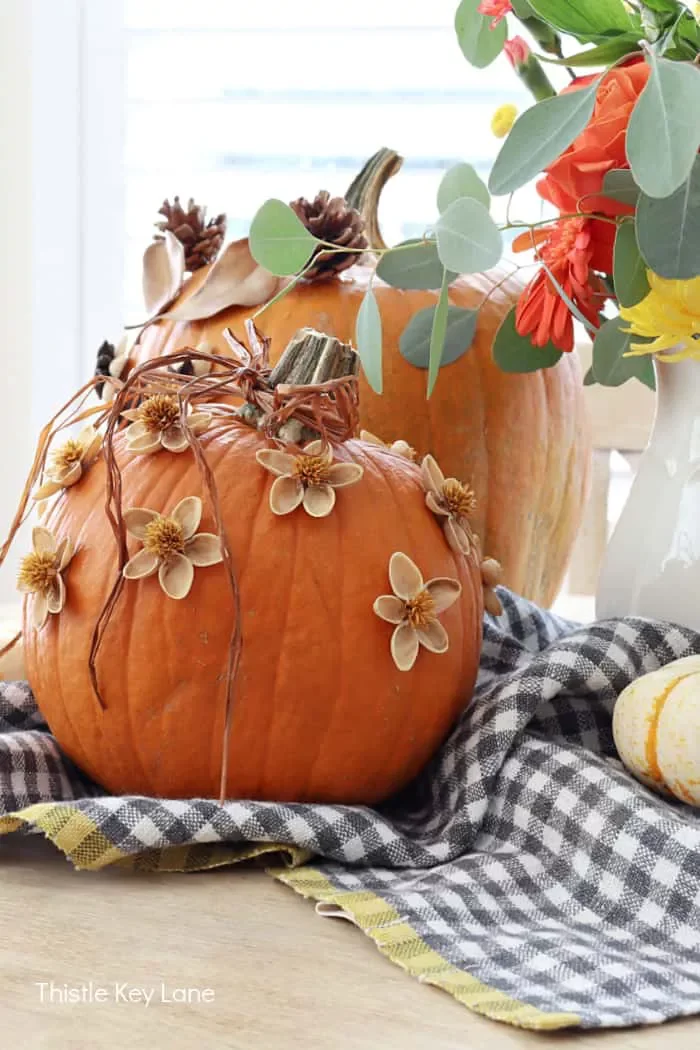 90 Creative Halloween Pumpkin Decorating Ideas to Try This Season 24 Pistachio Petal Pumpkin