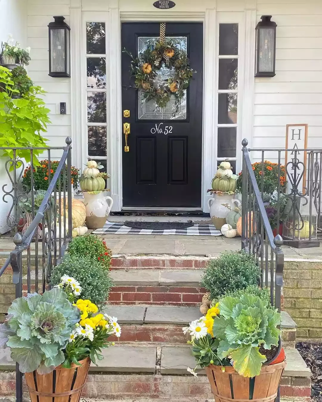 52 Autumn Front Porch Ideas That Will Transform Your Home's Entrance This Fall 24 Plant Ornamental Cabbage