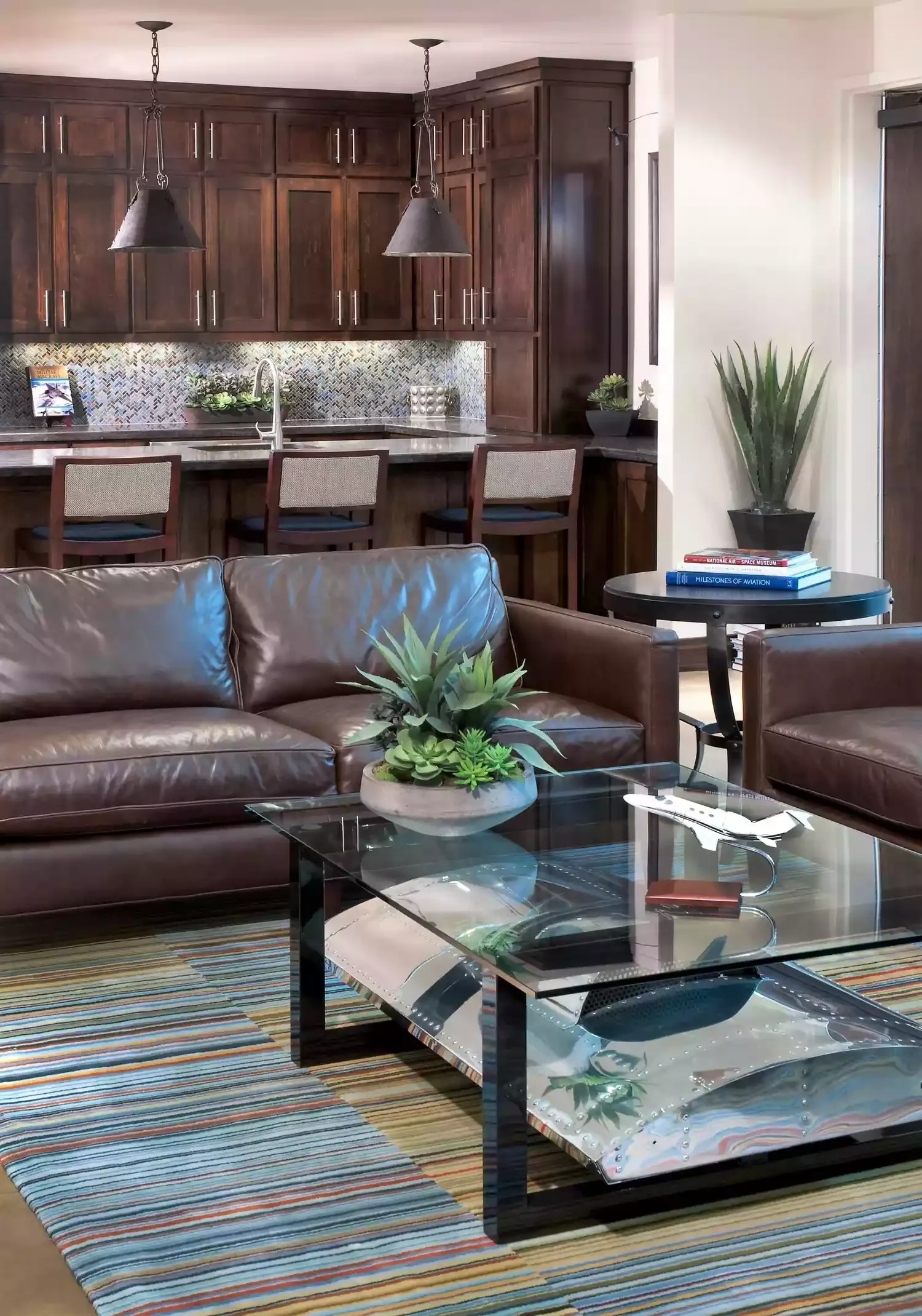 30 Stunning Dark Brown Sofa Living Room Ideas You'll Love 7 Play Off Nearby Wooden Cabinetry