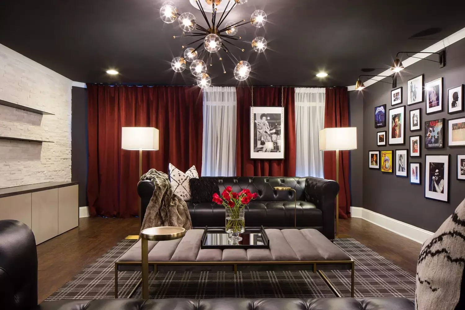76 Brilliant Finished Basement Design Ideas That Actually Work Play Up the Drama