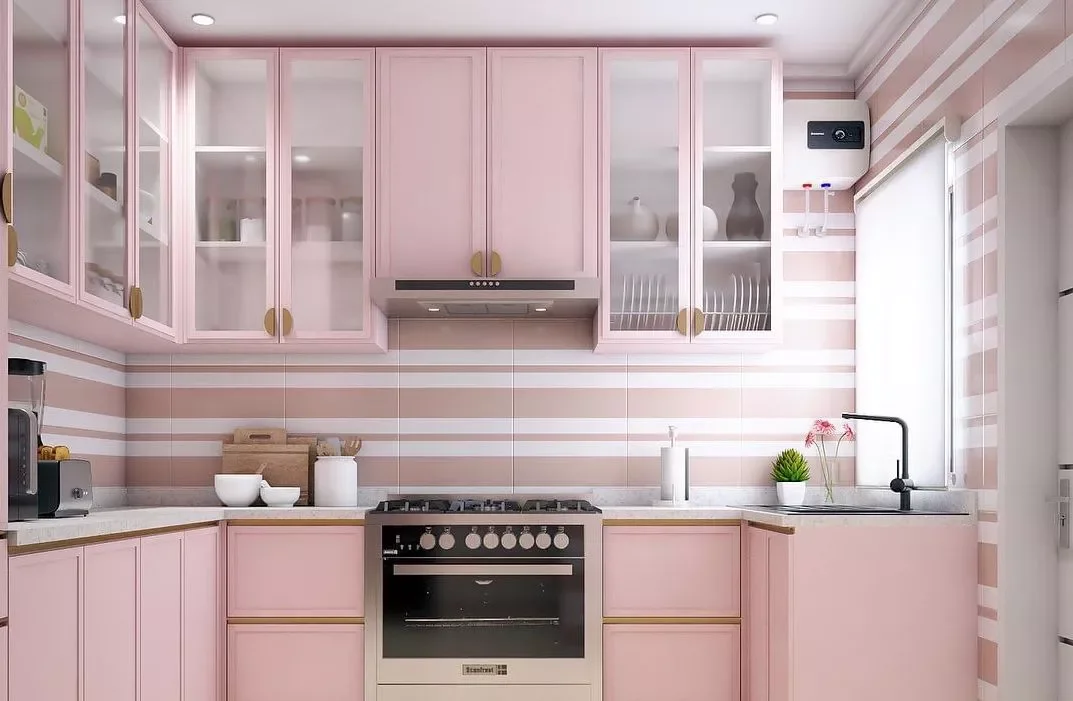 30 Stunning Pink Kitchen Designs That Show Why Pink Is the Ultimate Neutral 21 Play With Pink Stripes