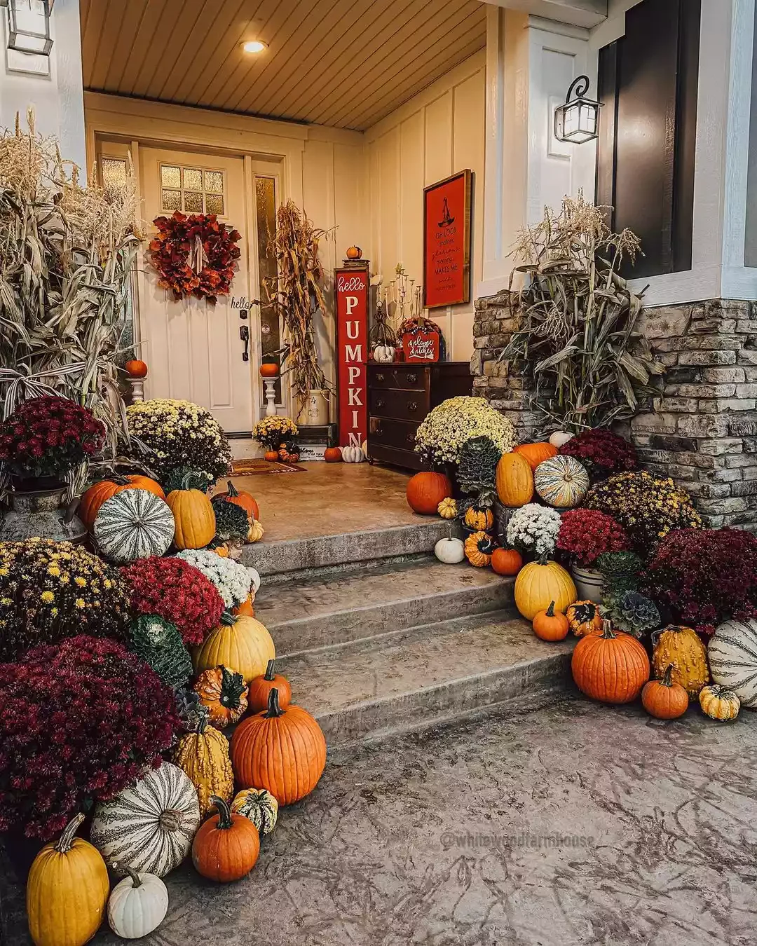 52 Autumn Front Porch Ideas That Will Transform Your Home's Entrance This Fall 42 Play With Spacing Widths