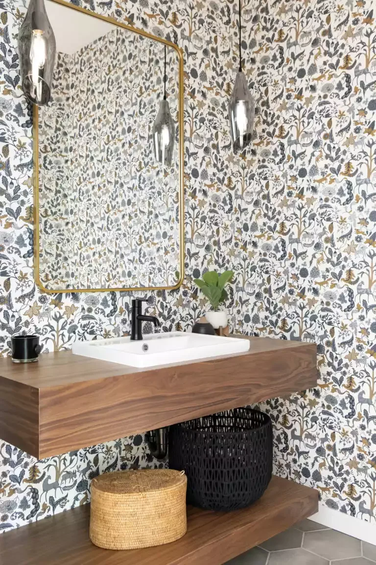 38 Stylish Teen Bathroom Ideas That Balance Fun and Sophistication 29 Playful Floor to Ceiling Wallpaper