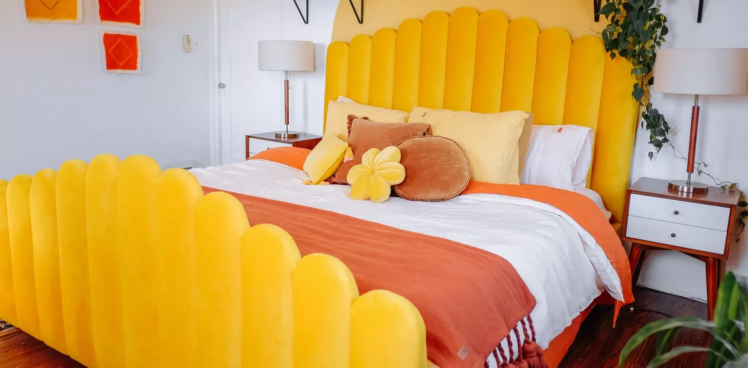24 Sunny Yellow Bedroom Ideas to Brighten Your Space 10 Playful Plush Headboard