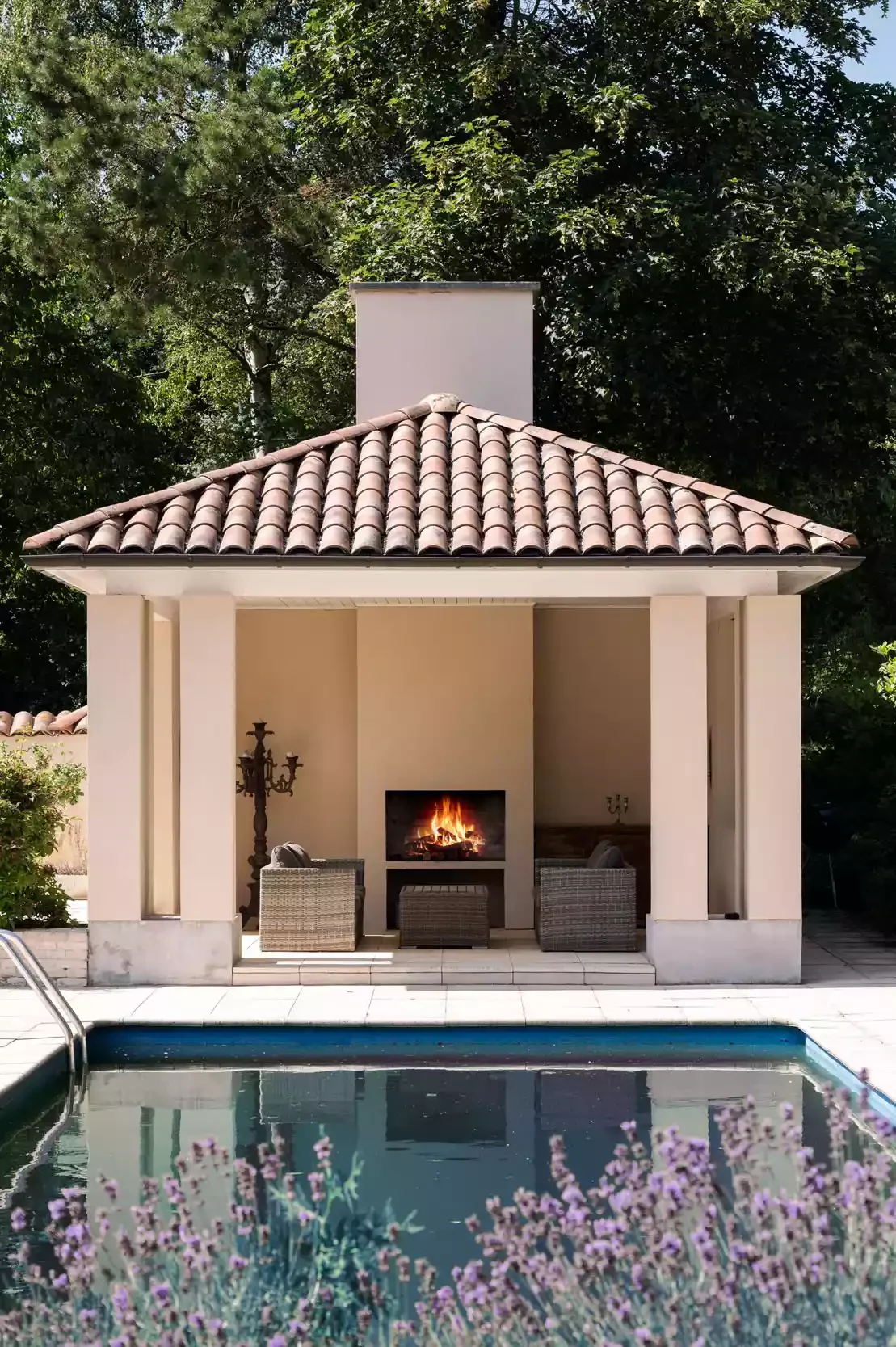 32 Stunning Outdoor Fireplace Ideas to Transform Your Backyard 2 Pool Cabana Fireplace