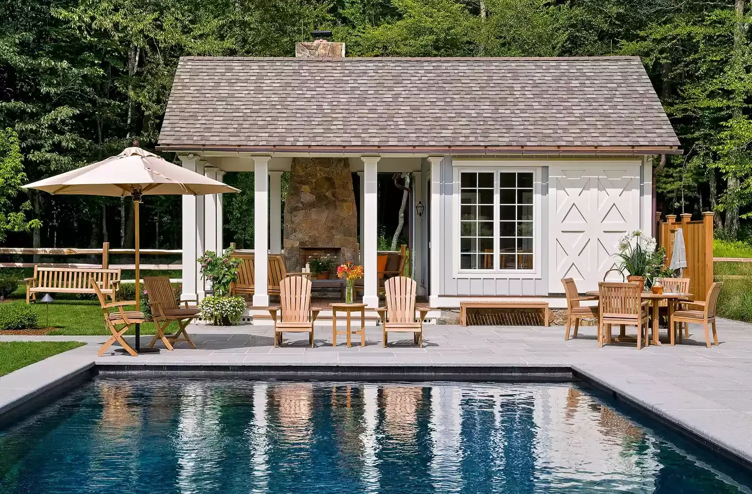 32 Stunning Outdoor Fireplace Ideas to Transform Your Backyard 32 Pool House Patio Fireplace