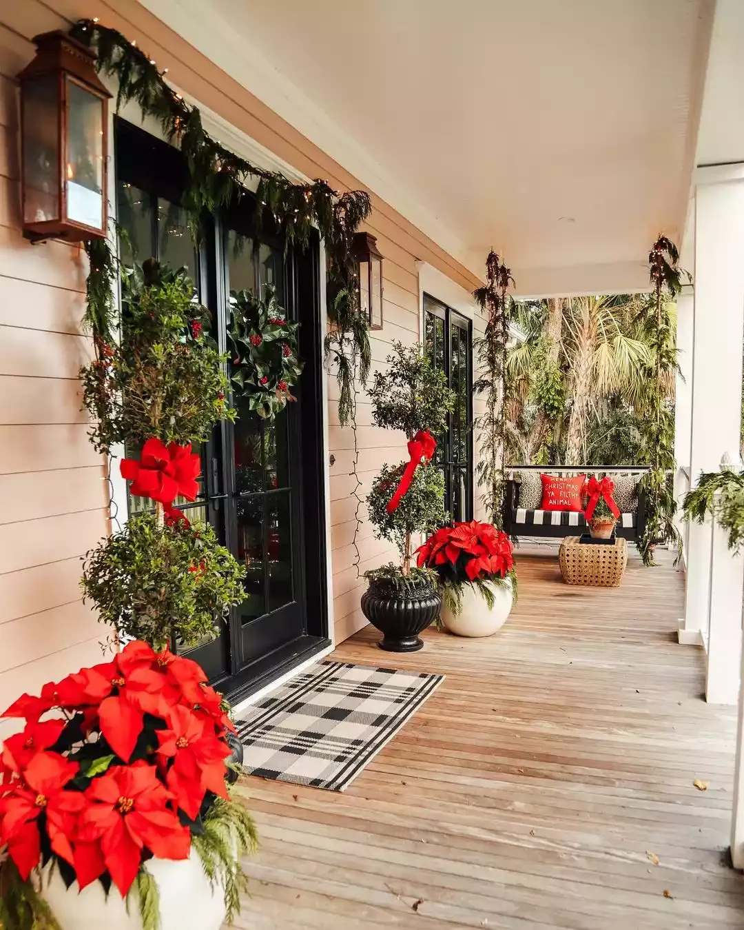 21 Stunning Poinsettia Display Ideas to Transform Your Holiday Home 13 Porch Poinsettia Planters